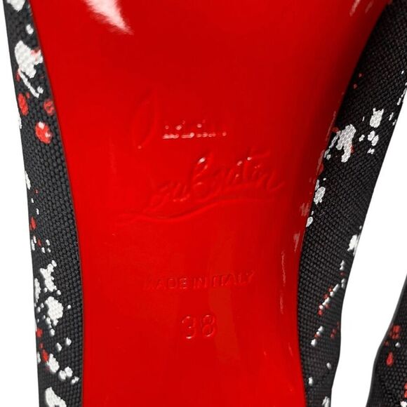 Christian Louboutin So Kate 120mm Pumps EU 38 US 8 Toile Splash Black High Heels - Picture 10 of 10